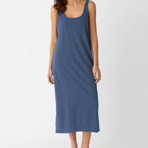 NWT Electric & Rose "Gina" Midi Tank Dress Scoop Neck in Blue Made in USA Small